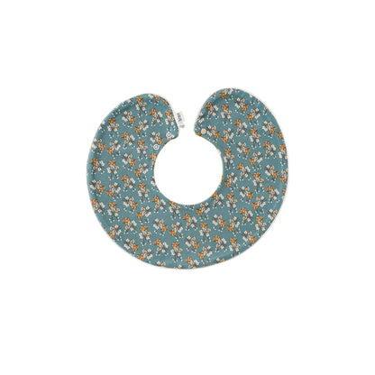 Adorable Flowers and Fruits Pattern Cotton Blend Snap-on Round Shaped Bib, MyKids-USA®, Bibs, MyKids-USA® - Size/Age - M (1-3Y) - Color - Blue -  -  - TR2604242318-B.
