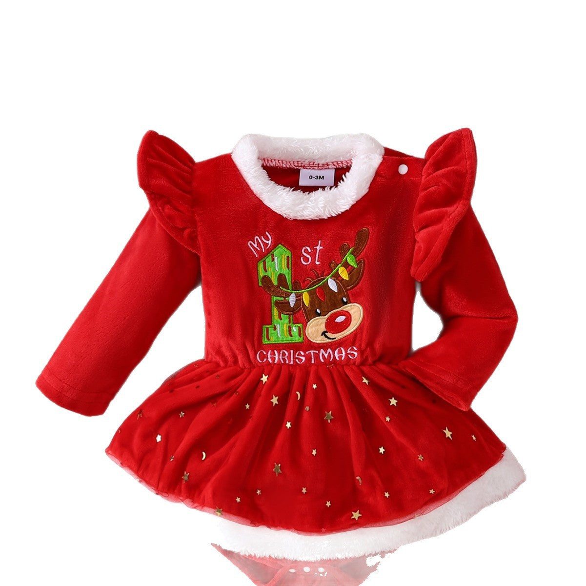 Christmas Arrival Baby Girls Long Sleeves Red Cartoon Fluffy Bodysuit, MyKids-USA®, Baby One-Pieces, MyKids-USA -  -  -  -  -  -  - .
