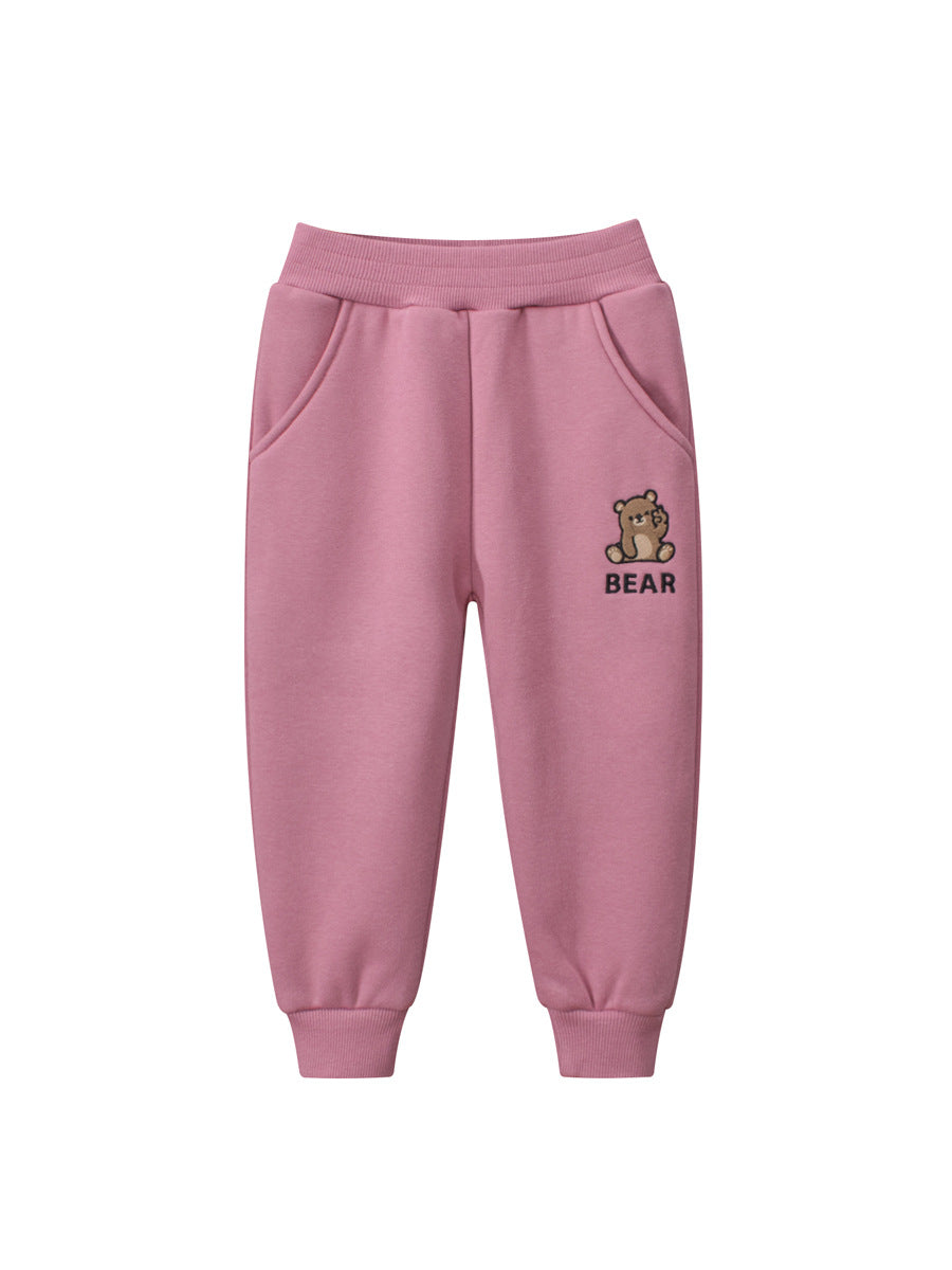 Teddy Bear/Cute Rabbit Girls‘ Winter Sporty Long Leggings Pants With Fleece Lining