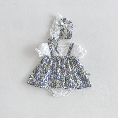 Summer Arrival Baby Girls Short Sleeves Flowers Pattern Bodysuit with Hat, MyKids-USA®, Baby & Children's Outfits, MyKids-USA -  -  -  -  -  -  - .