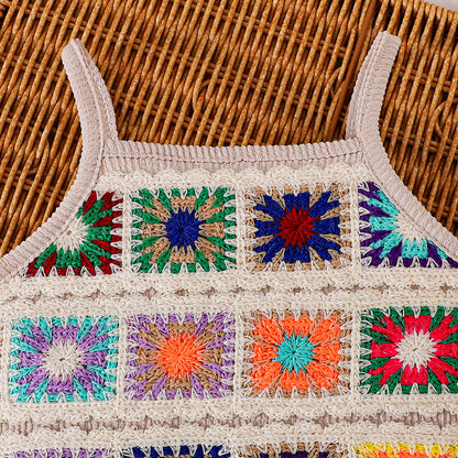 Summer Baby Kids Girls Sleeveless Embroidered Pattern Vest and Shorts Set