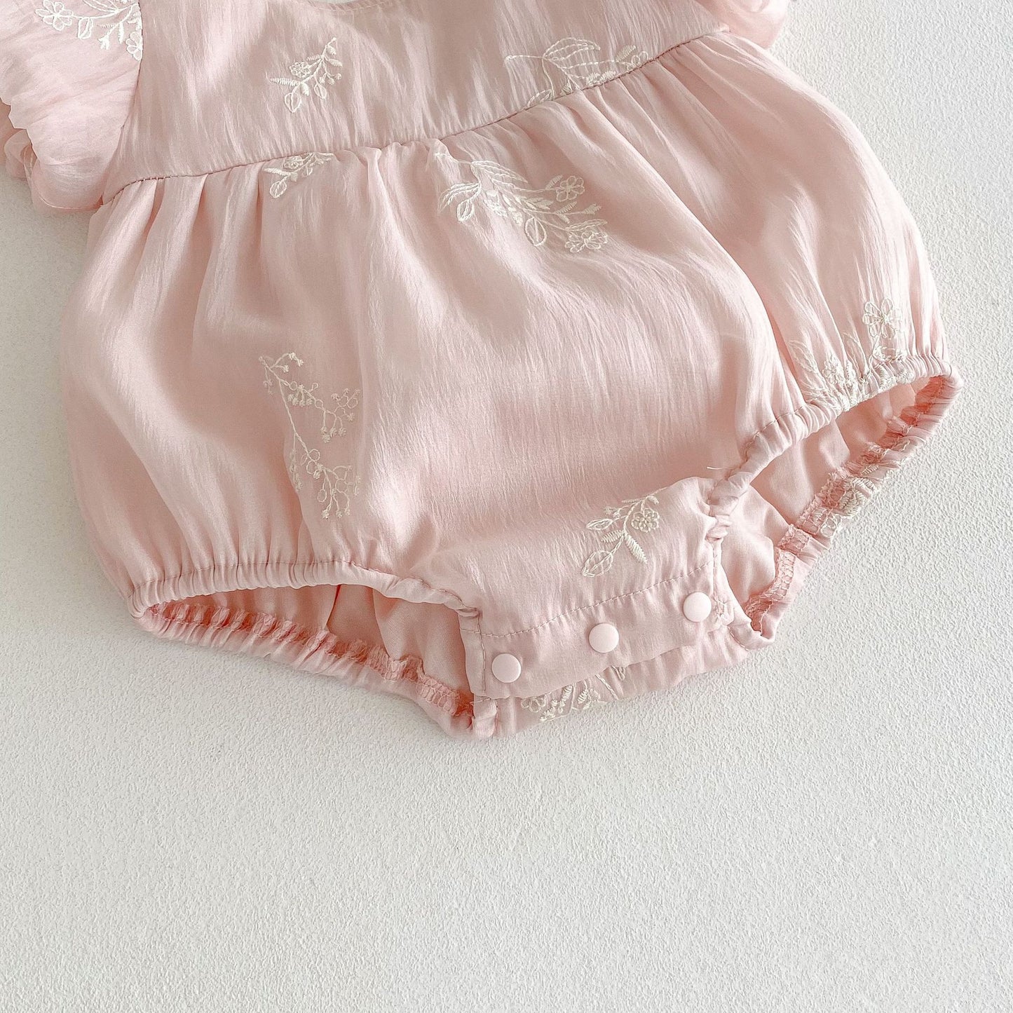 Summer Arrival Baby Girls Cute Pink Short Sleeves Flowers Embroidered Onesies, MyKids-USA®, Baby One-Pieces, MyKids-USA -  -  -  -  -  -  - 