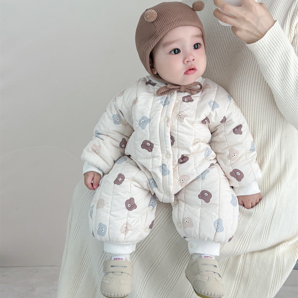 Autumn and Winter Arrival Unisex Baby’s Teddy Printed Fleece-lined and Thickened Rompers for Warmth, MyKids-USA®, Baby One-Pieces, MyKids-USA -  -  -  -  -  -  - 