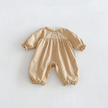 Autumn Arrival Baby Girls Long Sleeves Casual Flowers Embroidered Rompers