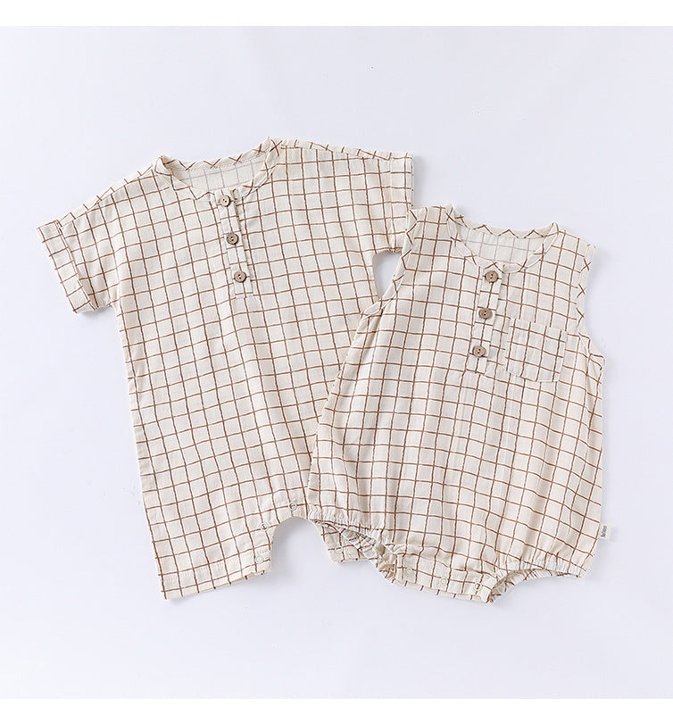Summer Arrival Baby Unisex Short Sleeves Plaid Pattern Onesies Bodysuits or Rompers, MyKids-USA®, Baby One-Pieces, MyKids-USA -  -  -  -  -  -  - 