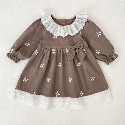 Autumn Hot Selling Baby Kids Girls Flowers Embroidered Pattern Long-sleeved Onesies and Dress – Princess Sister Matching Set, MyKids-USA®, Baby & Toddler Dresses, MyKids-USA - Size/Age - 66 (3-6M) - Color - Brown -  -  - TR2510192216-A
