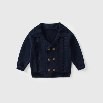 Arrival Autumn Baby Kids Boys Solid Color Striped Pattern Long Sleeves Cardigan, MyKids-USA®, Cardigans, MyKids-USA - Size/Age - 80 (9-12M) - Color - Navy Blue (Dark Blue) -  -  - TR2509042045-C