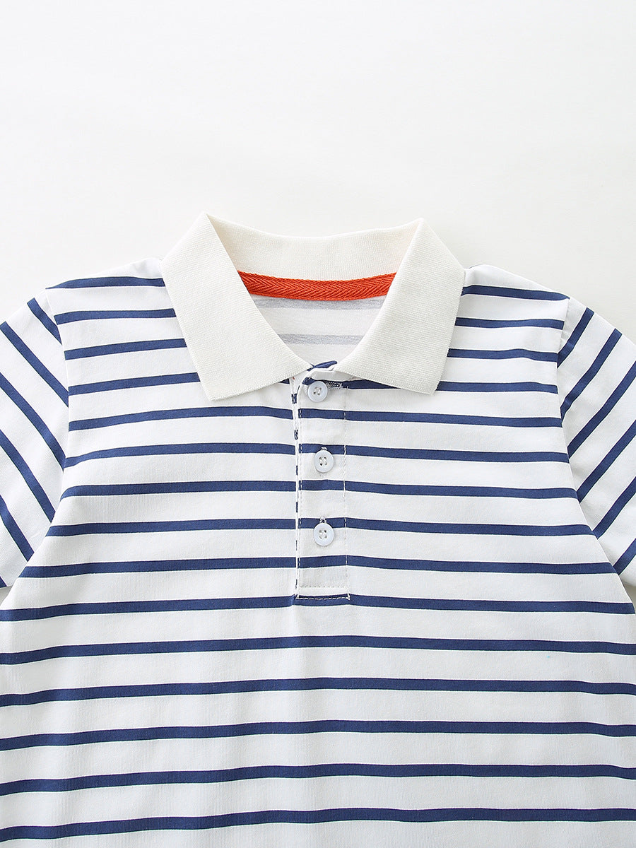 Arrival Summer Baby Kids Boys Short Sleeves Striped Pattern Polo Shirt and Shorts Clothing Set