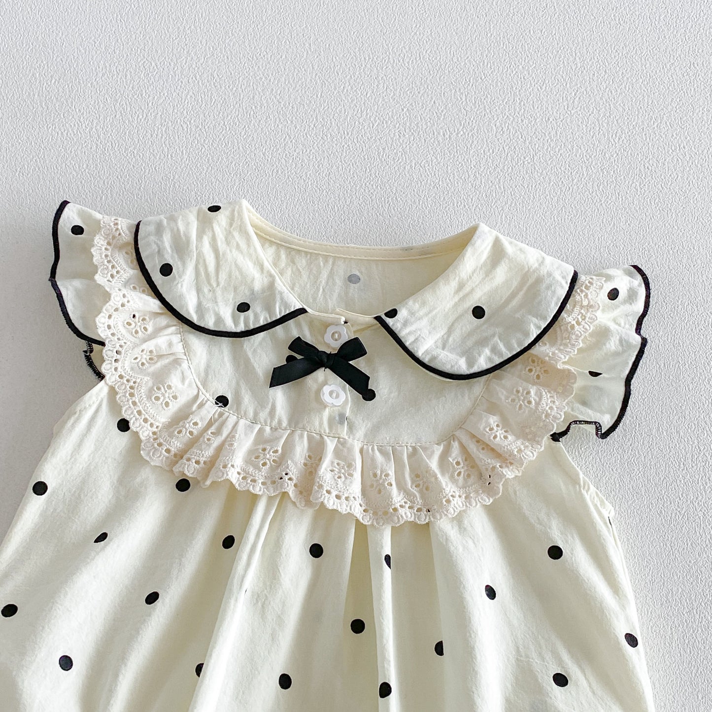 Design Summer Baby Kids Girls Fly Sleeves Dots Pattern Bodysuit