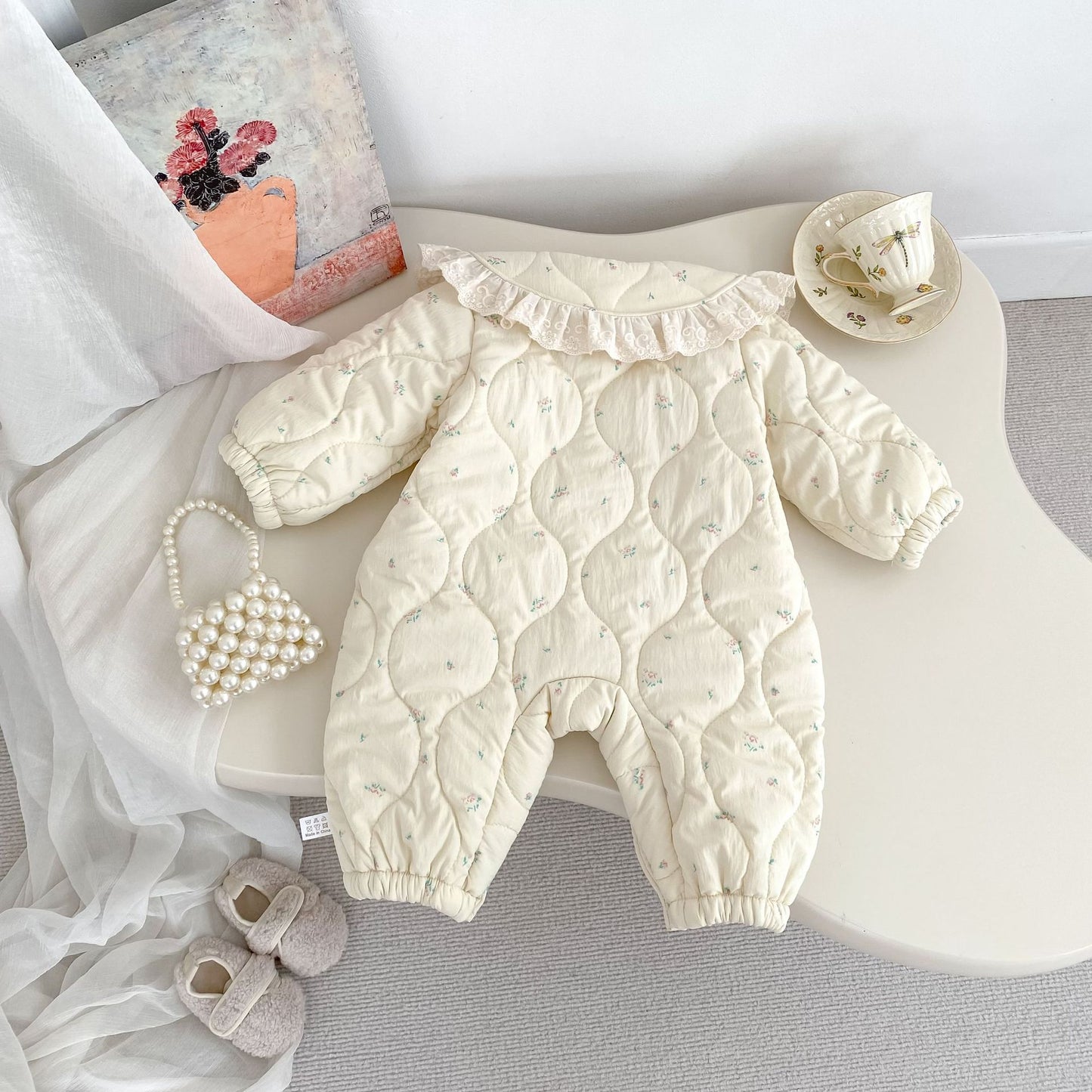 Winter Arrival Baby Girls Long Sleeves Floral Pattern Fleece-Lined Warm Rompers, MyKids-USA®, Baby One-Pieces, MyKids-USA -  -  -  -  -  -  - 