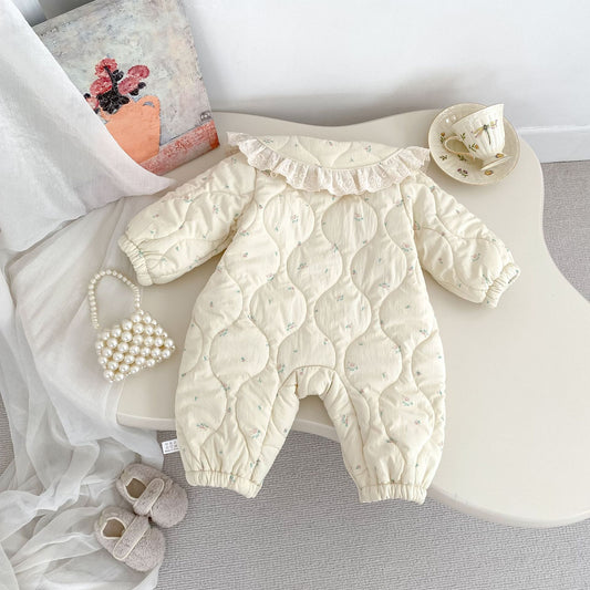 Winter Arrival Baby Girls Long Sleeves Floral Pattern Fleece-Lined Warm Rompers, MyKids-USA®, Baby One-Pieces, MyKids-USA -  -  -  -  -  -  - .