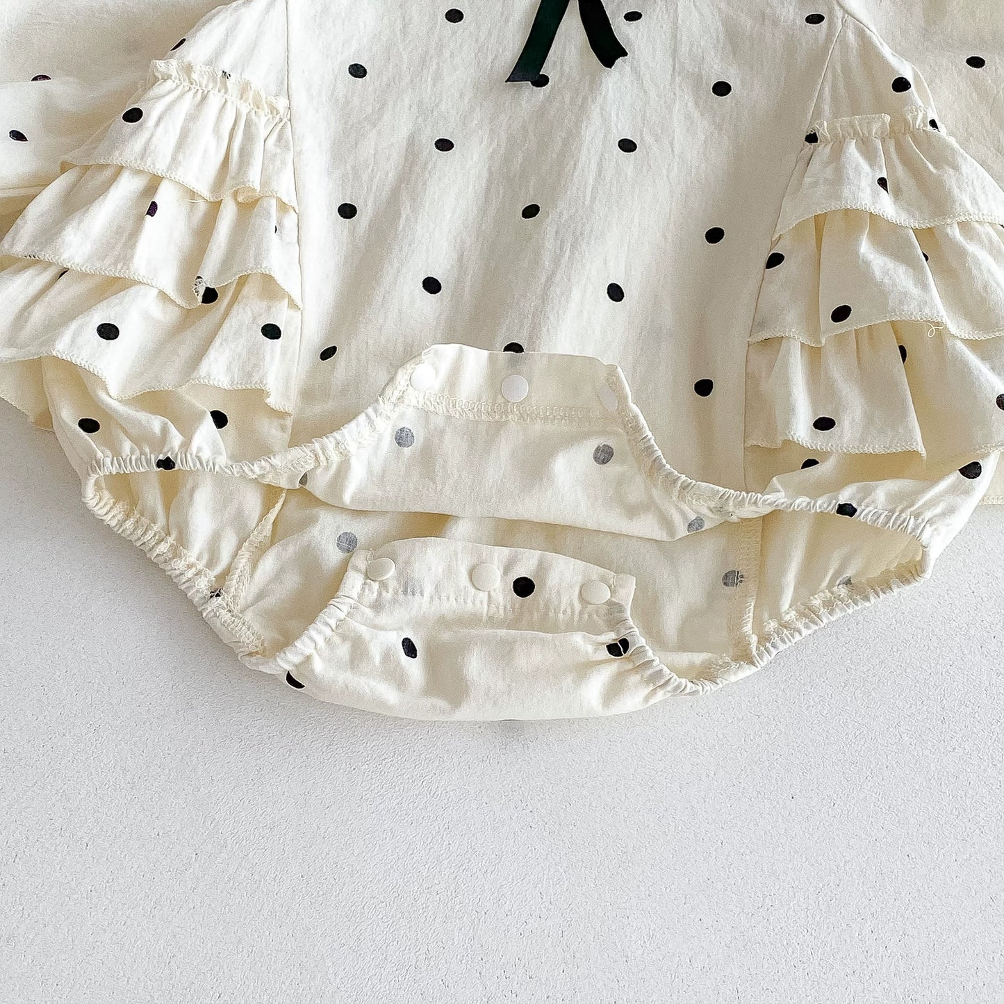 Autumn Hot Selling Baby Girls Beige Dots Pattern Long Sleeves Onesies Bodysuits with Peter Pan Collar, MyKids-USA®, Baby One-Pieces, MyKids-USA -  -  -  -  -  -  - 