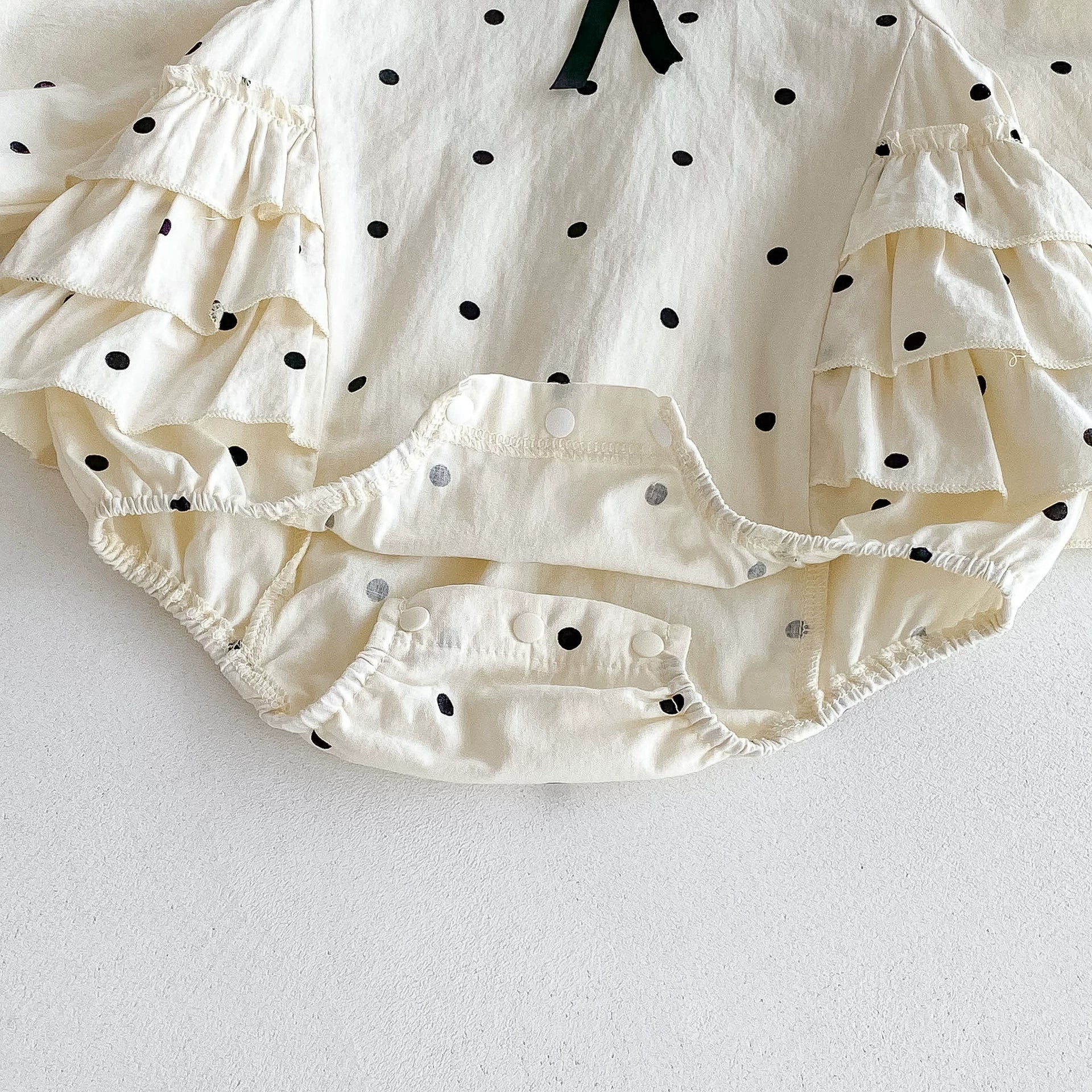 Autumn Hot Selling Baby Girls Beige Dots Pattern Long Sleeves Onesies Bodysuits with Peter Pan Collar, MyKids-USA®, Baby One-Pieces, MyKids-USA -  -  -  -  -  -  - 