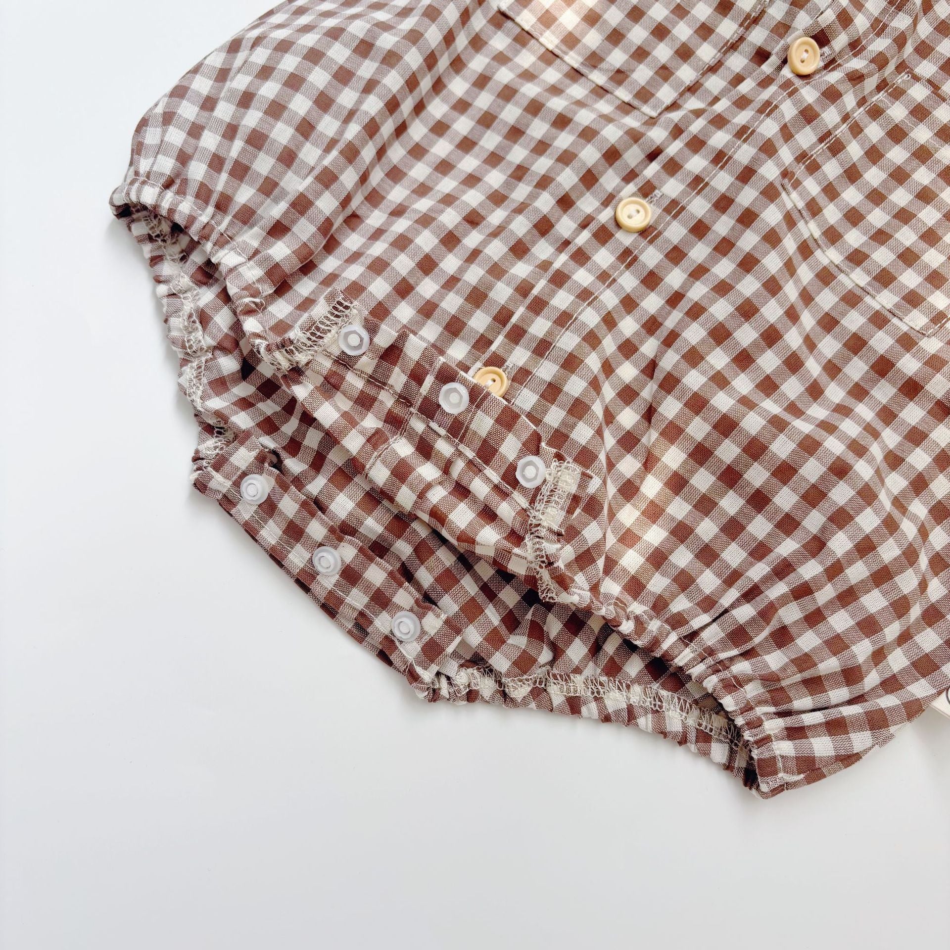 Summer Arrival Baby Boys Casual Plaid Turn-down Collar Short Sleeves Onesies, MyKids-USA®, Baby One-Pieces, MyKids-USA -  -  -  -  -  -  - 