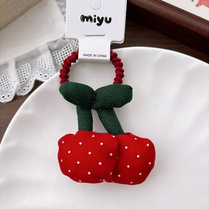 Collection of Fruits Shaped Hair Ties or Hair Clips, MyKids-USA®, Ponytail Holders, MyKids-USA - Size/Age - Average Size (0-12Y） - Color - Red -  -  - TR2605132229-B.