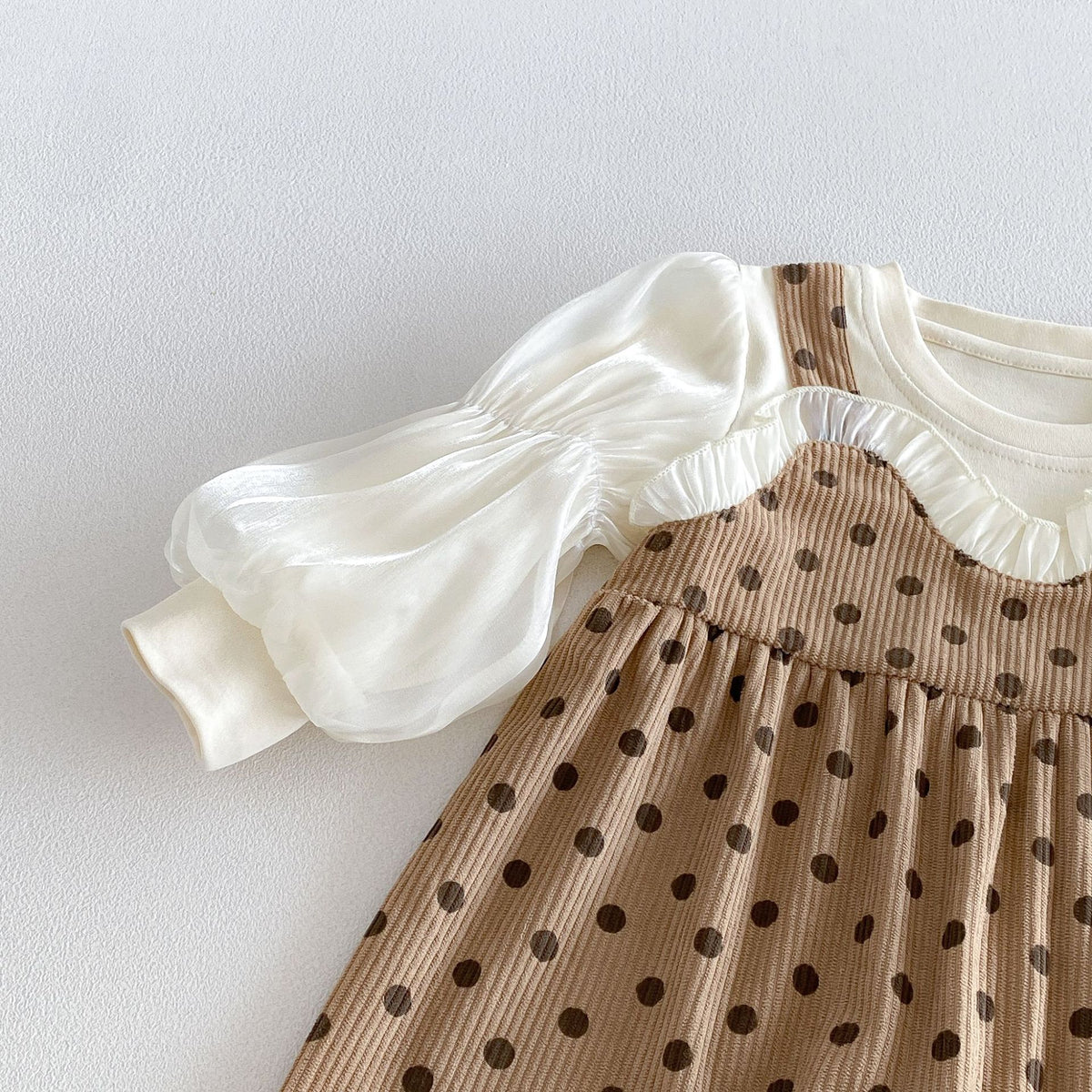 MyKids-USA® Autumn Arrival Baby Girls Long Sleeves Dots Pattern Color Patchwork Rompers