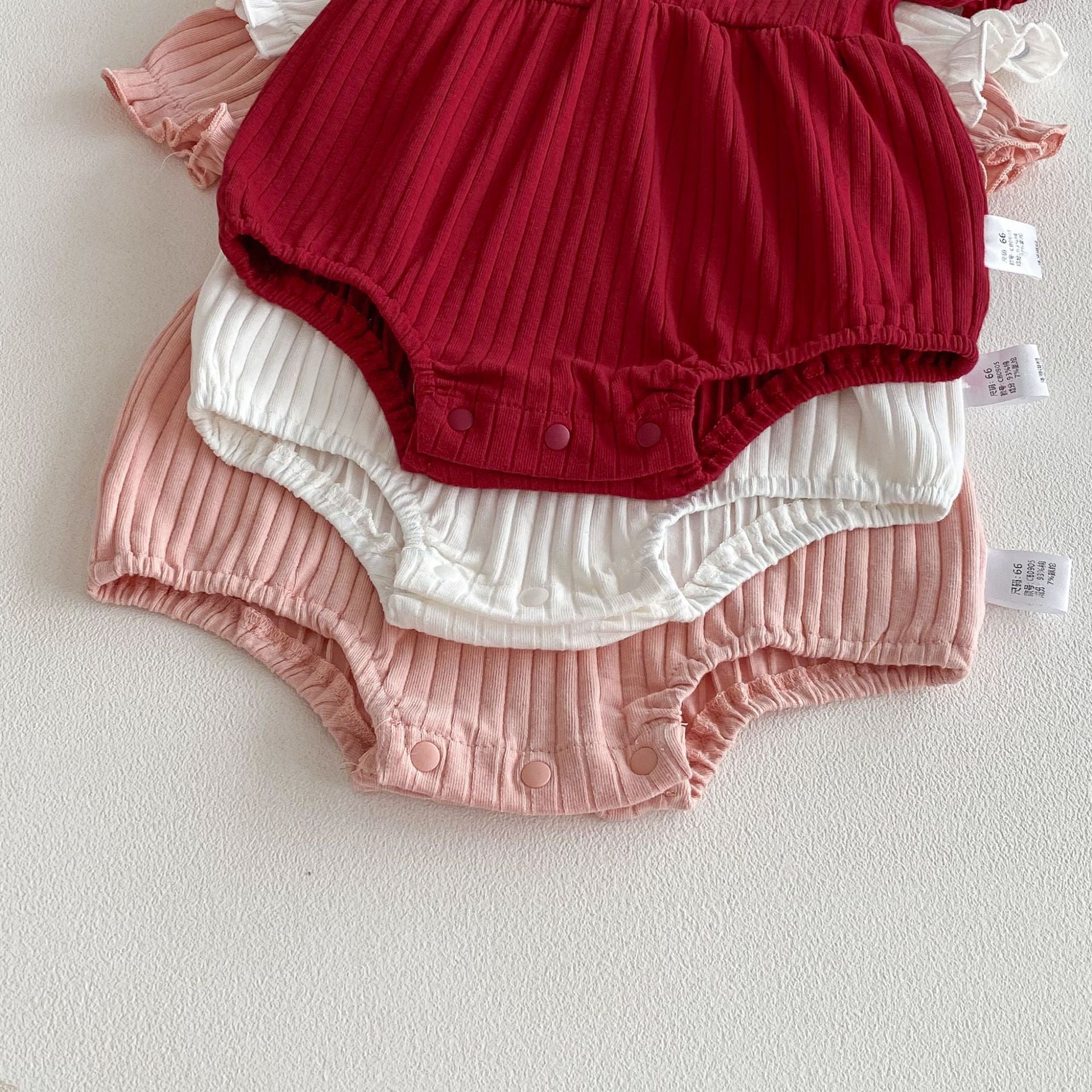 Summer Arrival Baby Girls Short Sleeves Ruffle Neck Color Patchwork Bodysuit, MyKids-USA®, Baby One-Pieces, MyKids-USA -  -  -  -  -  -  - .
