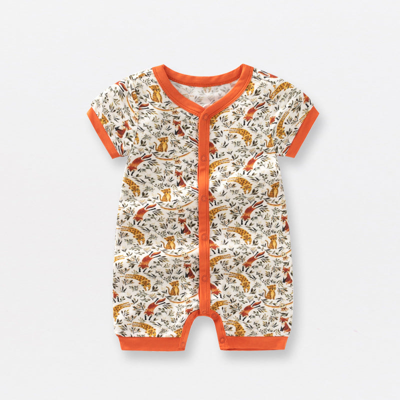 Baby Print Pattern Thin Style Short Sleeves Rompers