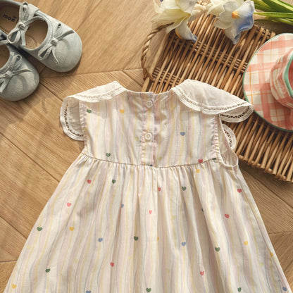 Summer Arrival Baby Girls Sleeveless Striped and Hearts Pattern Dress, MyKids-USA®, Baby & Children's Dresses, MyKids-USA -  -  -  -  -  -  - .