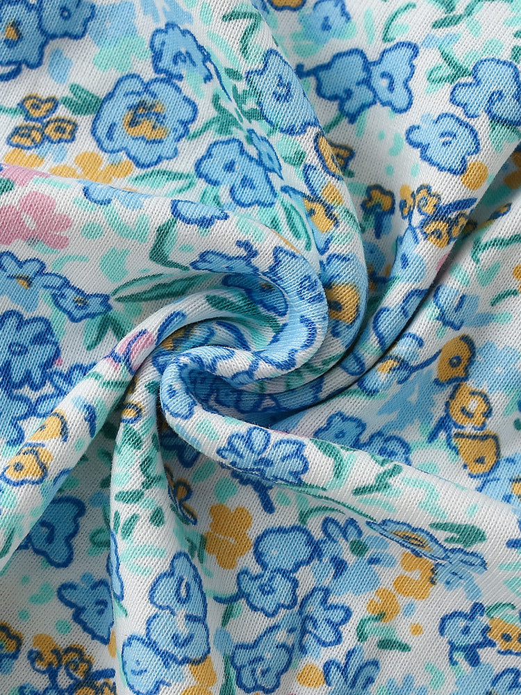 Summer Baby Kids Girls Short Sleeves Floral Pattern Dress