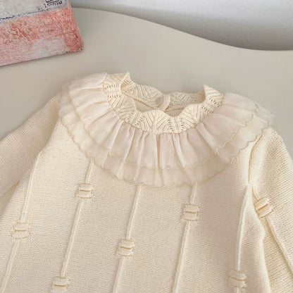 Autumn Arrival Baby Girls Knitted Long Sleeves Striped Jacquard Pattern Onesies, MyKids-USA®, Baby One-Pieces, MyKids-USA -  -  -  -  -  -  - 