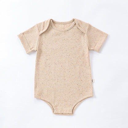 Summer Baby Boys And Girls Simple Solid Color Short Sleeves Crew Neck Tiny Dots Romper/Onesie, MyKids-USA®, Baby One-Pieces, MyKids-USA - Size/Age - 66 (3-6M) - Color - Apricot -  -  - TR2404042341-A