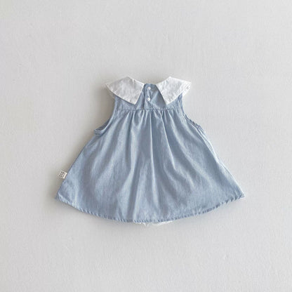 Summer Arrival Baby Girl Striped Pattern Sleeveless Dress with Butterfly-bow Tied Collar, MyKids-USA®, Baby & Toddler Dresses, MyKids-USA -  -  -  -  -  -  - 