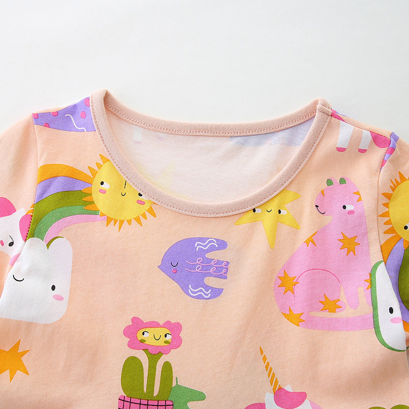 Summer New Arrival Girls’ Pink Weather Elements Pattern Cute Cartoon Dress