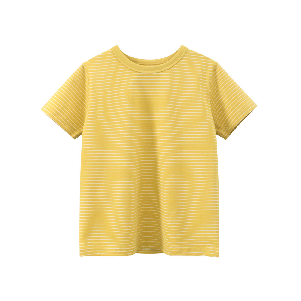 Summer Boys’ Striped Pattern T-shirt in European and American Style, MyKids-USA®, T-Shirts, MyKids-USA - Size/Age - 90 (12-24M) - Color - Yellow -  -  - TR2603011520-B.
