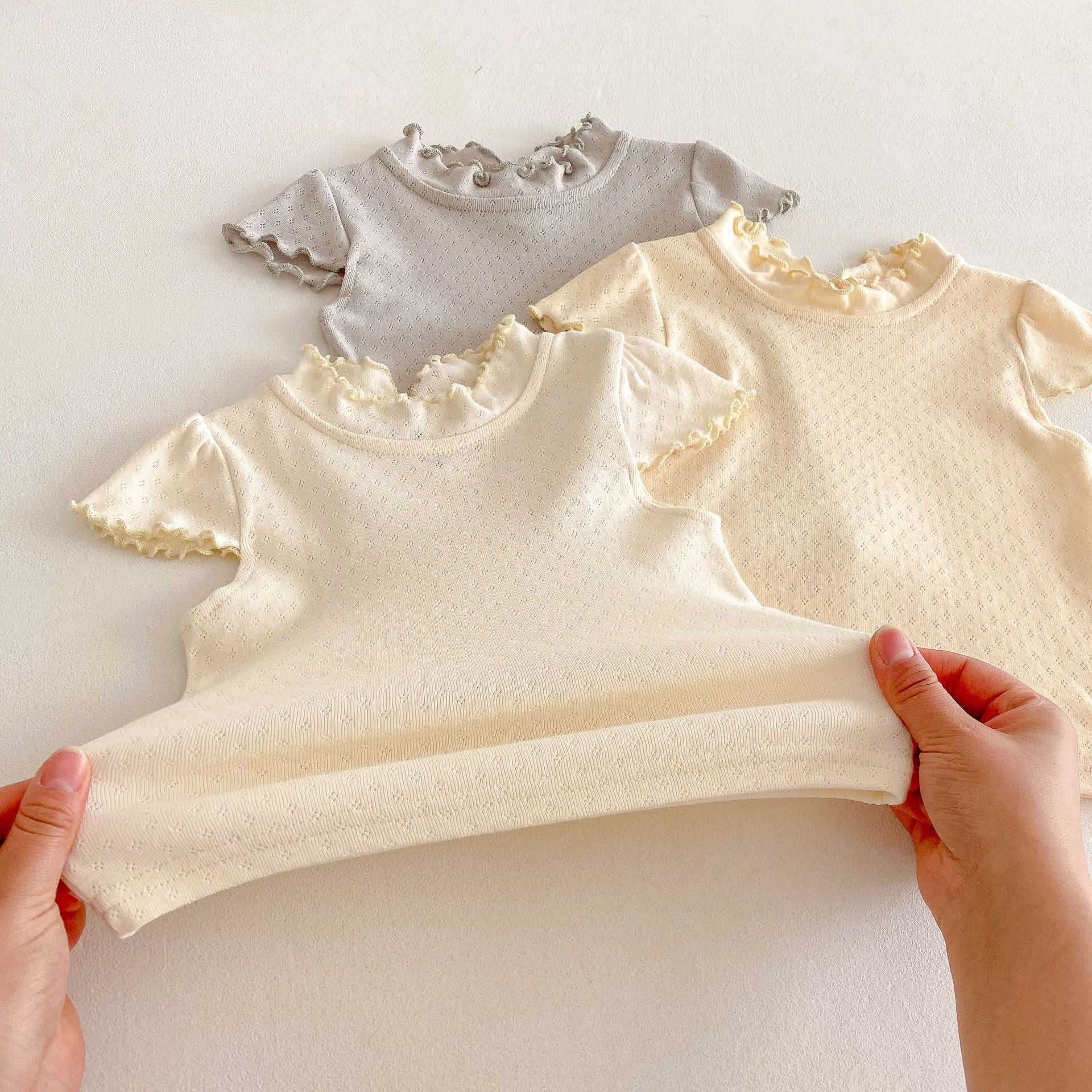 Summer Arrival Baby Kids Girls Cute Solid Color Hollow-out Pattern Fly Sleeves Top, MyKids-USA®, Baby & Toddler Tops, MyKids-USA -  -  -  -  -  -  - 