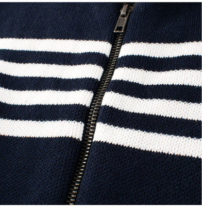 Baby Boy Kids Striped Pattern Zipper Front Design All Match Cardigan