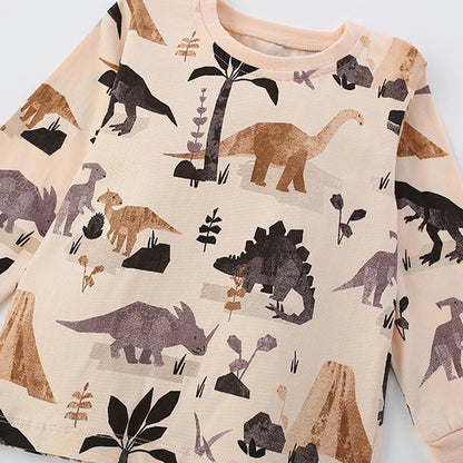 Autumn and Spring Arrival Dinosaurs Cartoon Pattern Long Sleeves Top for Boys, MyKids-USA®, Shirts, MyKids-USA -  -  -  -  -  -  - 