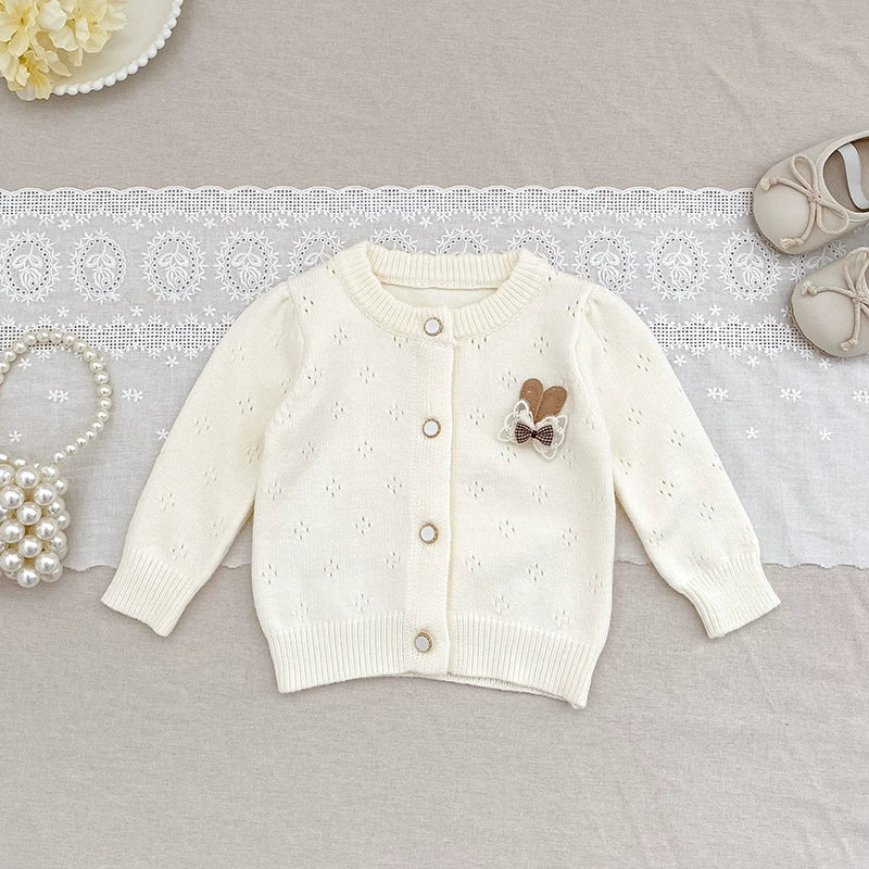Autumn Arrival Baby Girls Comfortable Hollow-out Pattern Knitted Long Sleeves Cardigan, MyKids-USA®, Cardigans, MyKids-USA -  -  -  -  -  -  - 