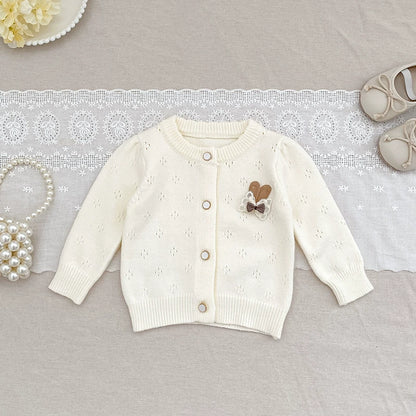 Autumn Arrival Baby Girls Comfortable Hollow-out Pattern Knitted Long Sleeves Cardigan, MyKids-USA®, Cardigans, MyKids-USA -  -  -  -  -  -  - 