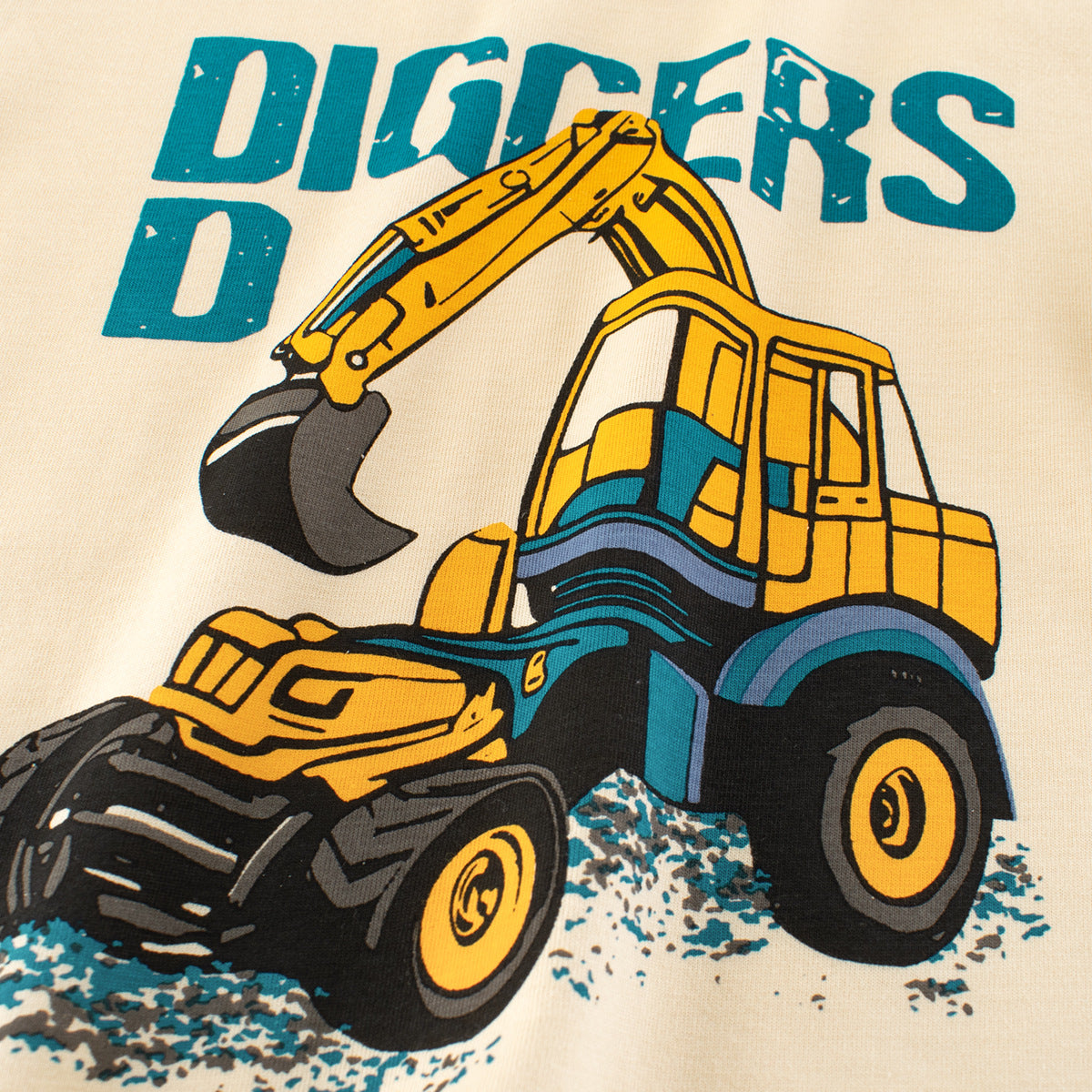 Summer Boys’ Digger Cartoon and Letters Pattern T-shirt in European and American Style, MyKids-USA®, Baby & Toddler Tops, MyKids-USA -  -  -  -  -  -  - 