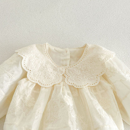 MyKids-USA® Autumn Flowers Embroidered Solid Color Baby Kids Girls Princess Bodysuit