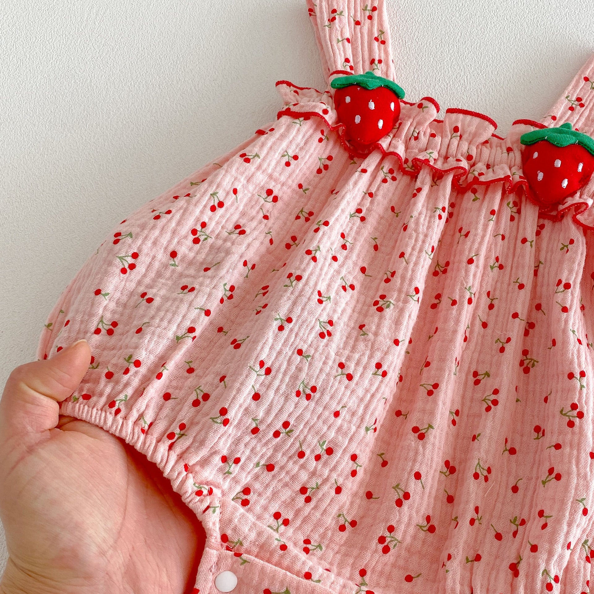 Design Summer Baby Kids Girls Pink Sleeveless Fruits Pattern Strap Bodysuit, MyKids-USA®, Baby One-Pieces, MyKids-USA -  -  -  -  -  -  - .