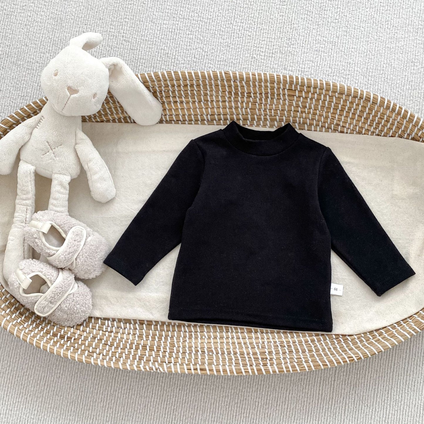 Autumn and Winter Arrival Baby Kids Unisex Long Sleeves Solid Color Fleece-lined Warm Top, MyKids-USA®, Baby & Toddler Tops, MyKids-USA - Size/Age - 73 (6-9M) - Color - Black -  -  - TR2511302251-B