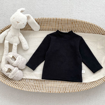 Autumn and Winter Arrival Baby Kids Unisex Long Sleeves Solid Color Fleece-lined Warm Top, MyKids-USA®, Baby & Toddler Tops, MyKids-USA - Size/Age - 73 (6-9M) - Color - Black -  -  - TR2511302251-B