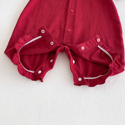 Summer Arrival Baby Girls Cute Single Breasted Rompers with Knitted Collar, MyKids-USA®, Baby One-Pieces, MyKids-USA -  -  -  -  -  -  - 