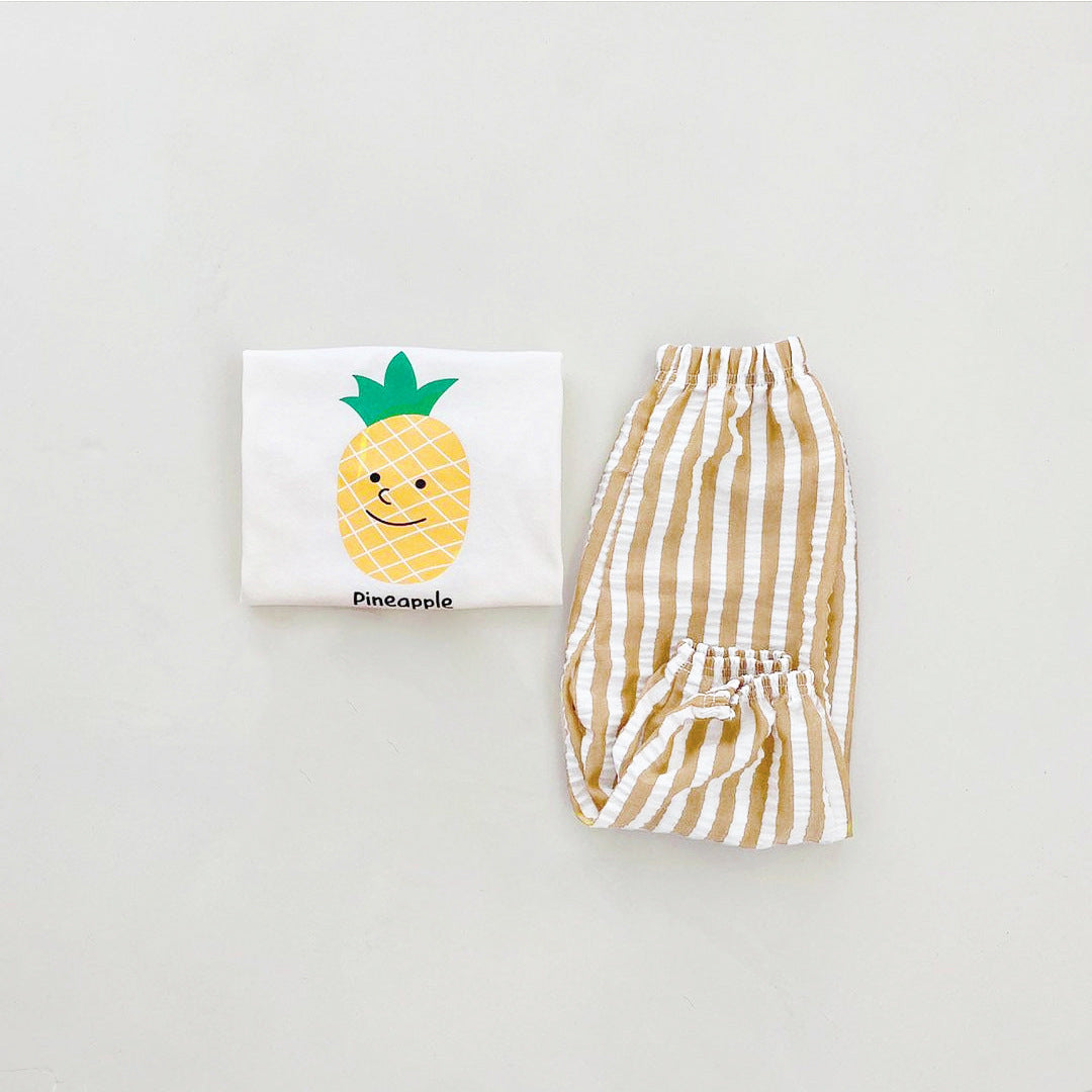 MyKids-USA® Arrival Summer Baby Kids Sleeveless Fruits Cartoon Vest and Striped Pants Clothing Set