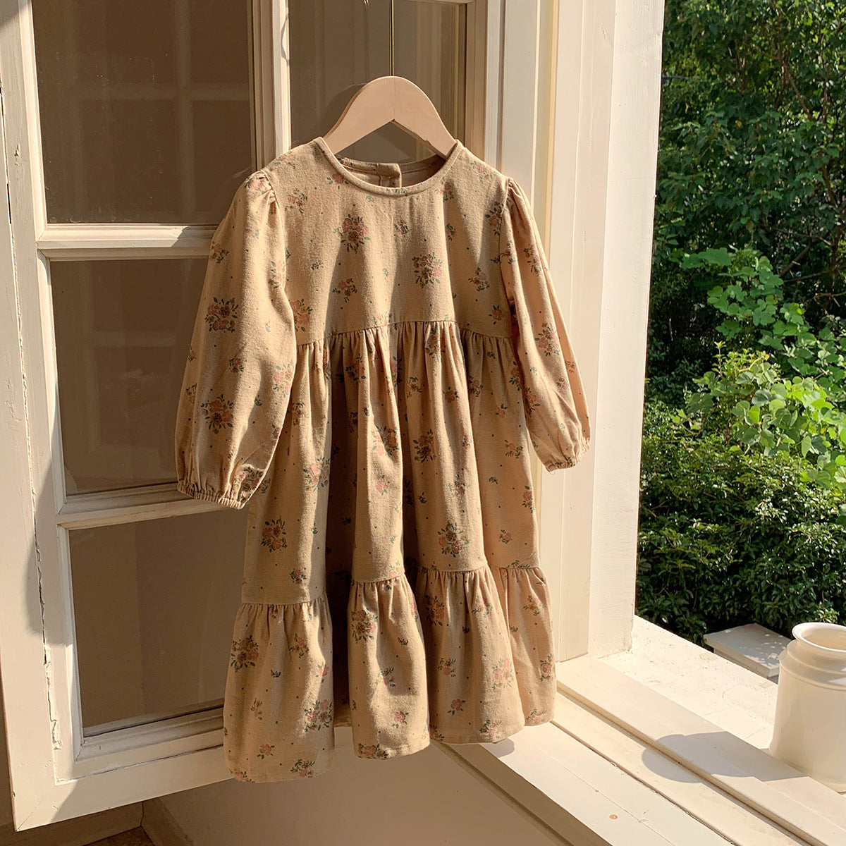 Arrival Autumn Girls French Style Cute Flowers Pattern Long Sleeves Dress, MyKids-USA®, Baby & Toddler Dresses, MyKids-USA - Size/Age - 90 (12-24M) - Color - Khaki -  -  - TR2508272221-B