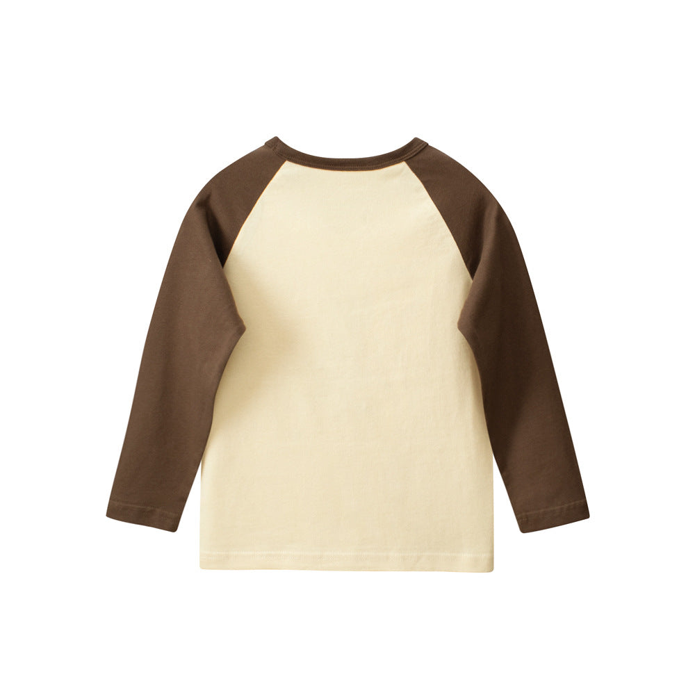 Autumn Baby Kids Boys Letters and Dinosaur Print Color Patchwork Long Sleeves Crew Neck Base Top Shirt, MyKids-USA®, Shirts, MyKids-USA -  -  -  -  -  -  - 