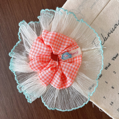 Arrival Girls Mesh Plaid Hair Scrunch Ring