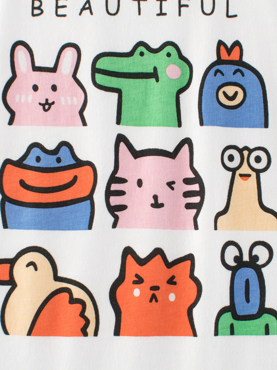 Summer Animals Cartoon Print Girls’ T-Shirt in European and American Style, MyKids-USA®, Baby & Toddler Tops, MyKids-USA -  -  -  -  -  -  - 