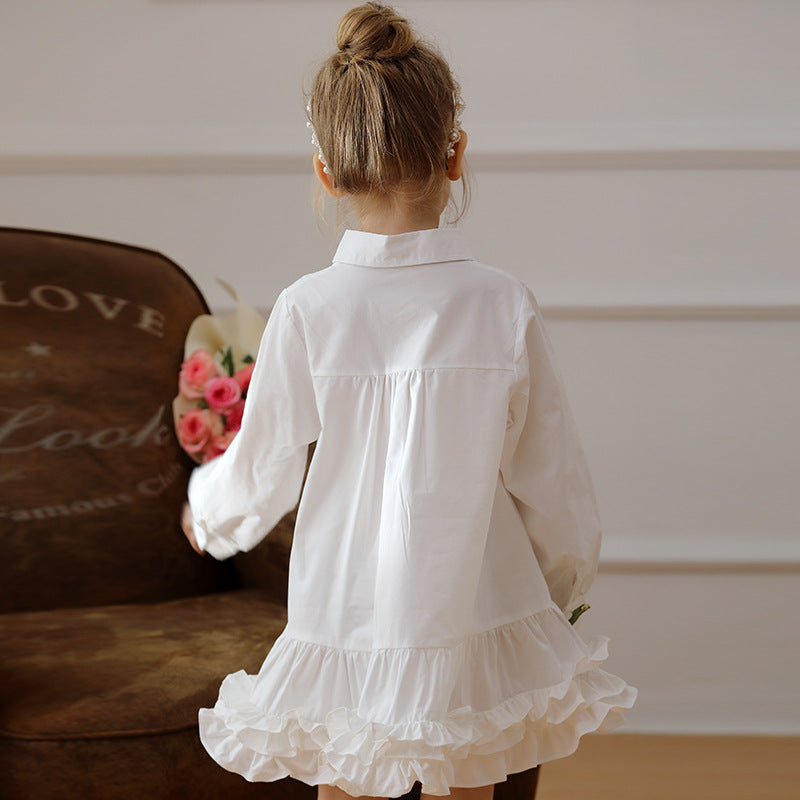 Spring and Autumn Solid Color Single Breasted Long-sleeved Dress for Stylish Girls, MyKids-USA®, Baby & Toddler Dresses, MyKids-USA -  -  -  -  -  -  - 