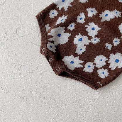 Arrival Autumn and Winter Baby Girls Floral Pattern Long Sleeves Knitted Bodysuit