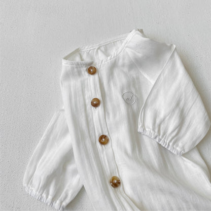 MyKids-USA® Autumn Arrival Baby Kids Long Sleeves Letters Embroidered Solid Color Rompers