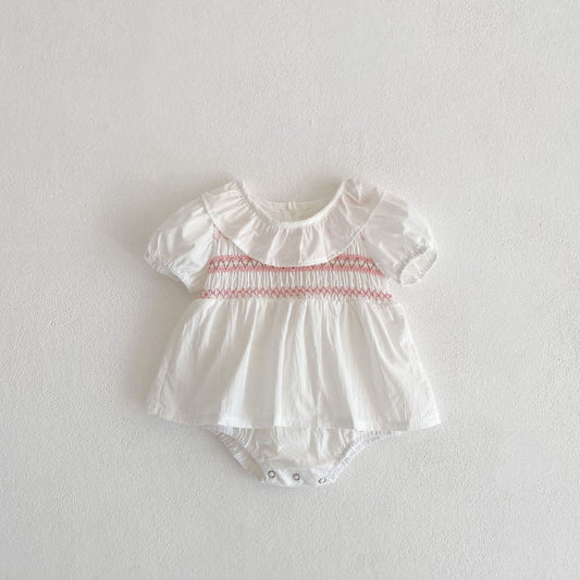 Summer Girls Ruffle Collar bodysuit And Girls’ Dress – Princess Sister Matching Set, MyKids-USA®, Baby & Toddler Outfits, MyKids-USA - Size/Age - 66 (3-6M) - Color - Pink -  -  - TR2401231449-B.