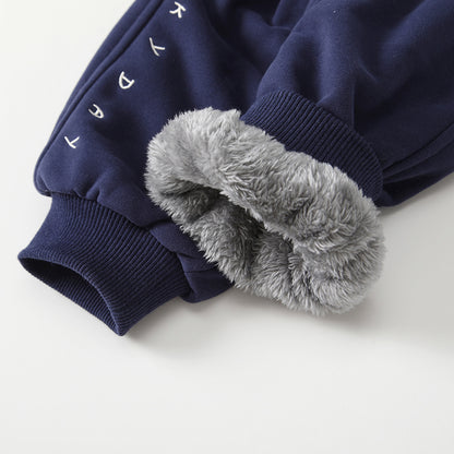 Winter Arrival Casual Baby Kids Boys Letters Embroidered Pattern Fleece-lined Pants, MyKids-USA®, Joggers, MyKids-USA -  -  -  -  -  -  - 
